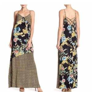 BAND OF GYPSIES Tropical Mixed Print Maxi Dress